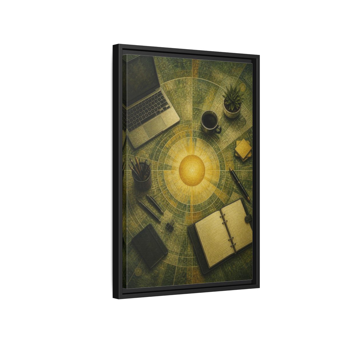 Side Mockup 3. Office Solar Desk shown as framed canvas print