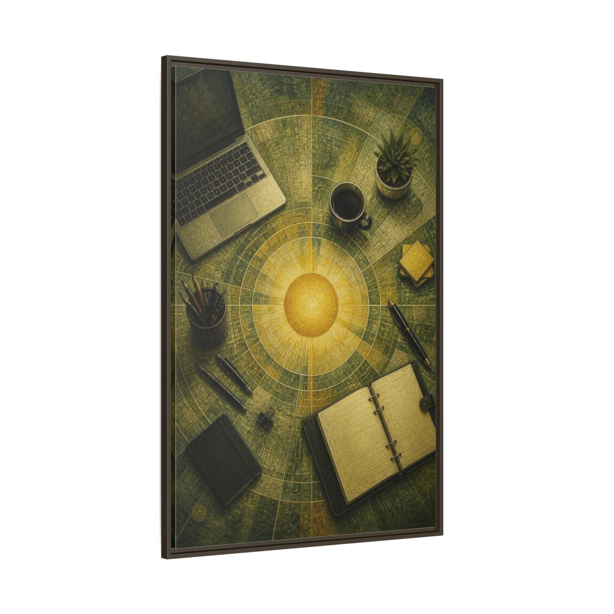 Side Mockup 8. Office Solar Desk shown as framed canvas print
