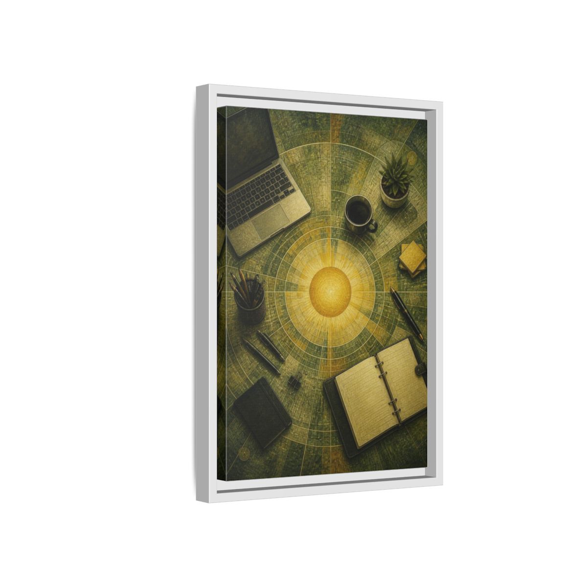Side Mockup 4. Office Solar Desk shown as framed canvas print