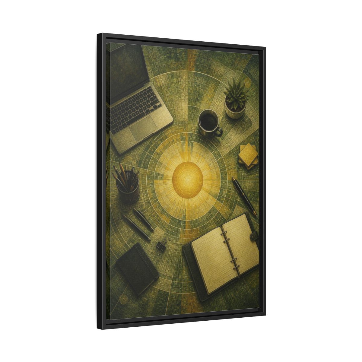 Side Mockup 14. Office Solar Desk shown as framed canvas print