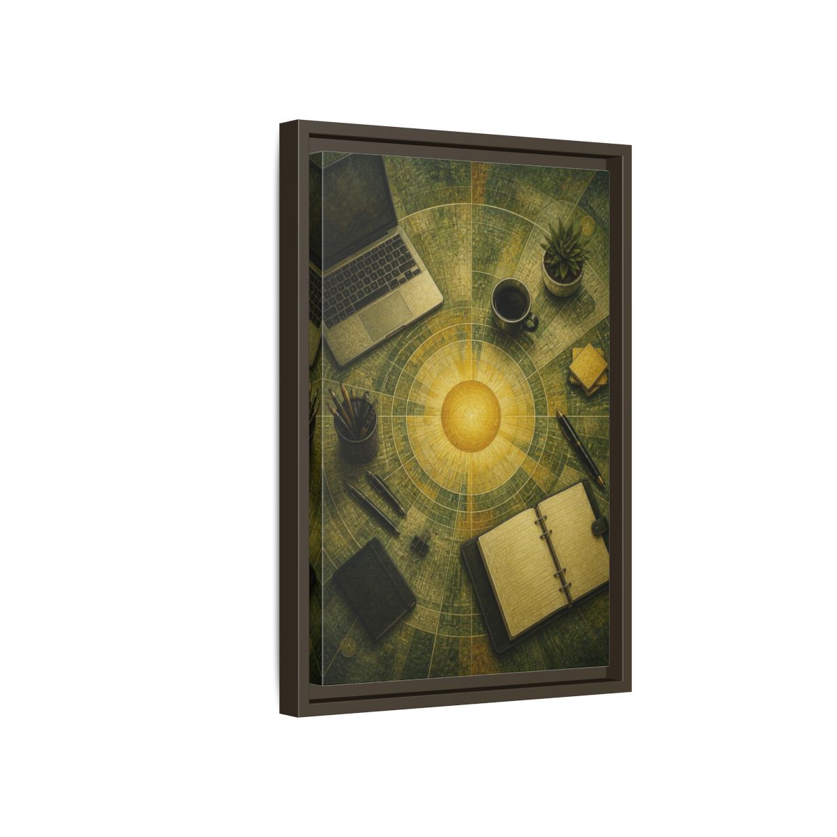 Side Mockup 5. Office Solar Desk shown as framed canvas print