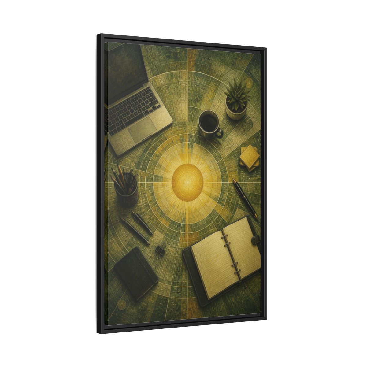 Side Mockup 13. Office Solar Desk shown as framed canvas print