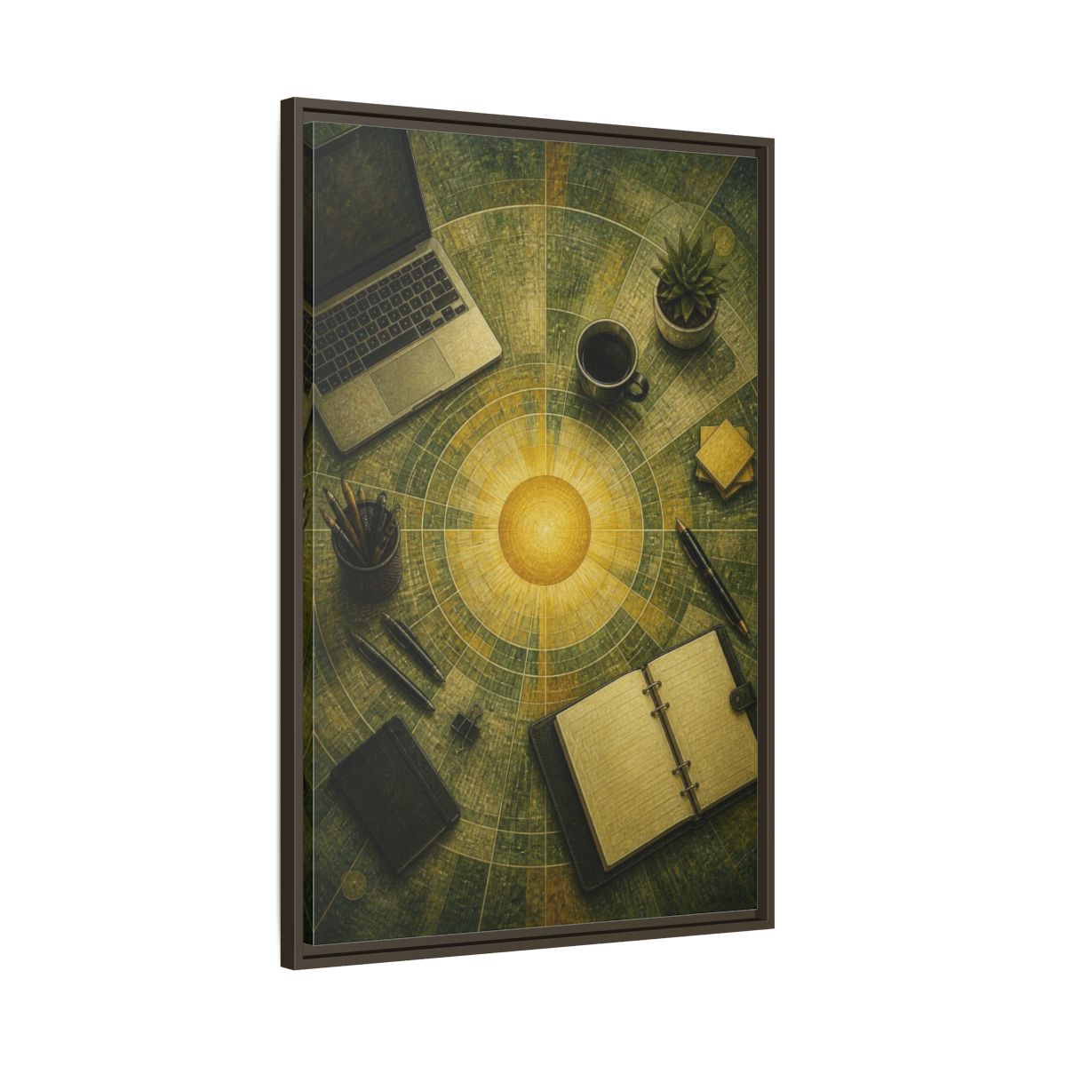 Main Mockup. Office Solar Desk shown as framed canvas print