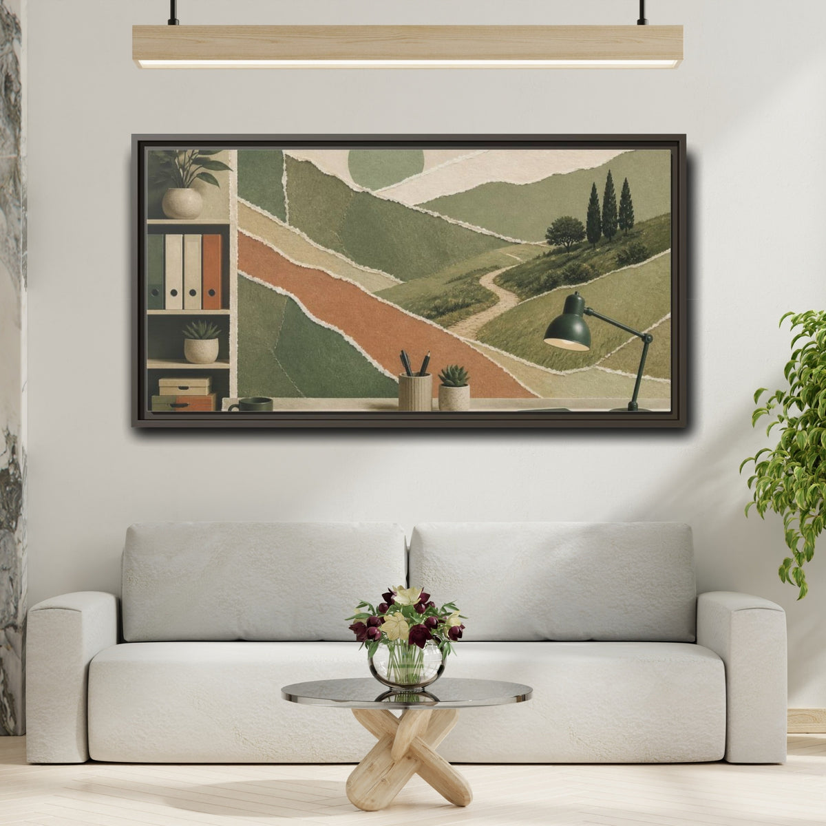 Mockup 2. Office Winding Path Collage shown as framed canvas print