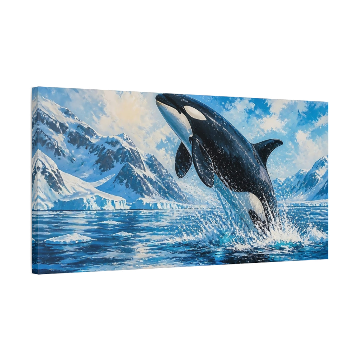 Side Mockup 1. Orca Breach Arctic Animals shown as canvas print