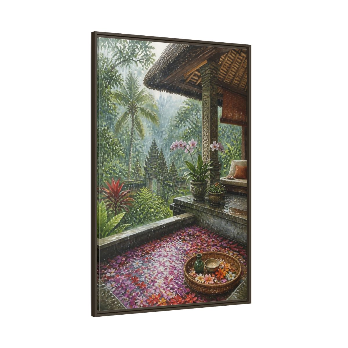Side Mockup 8. Orchid Rain Terrace shown as framed canvas print