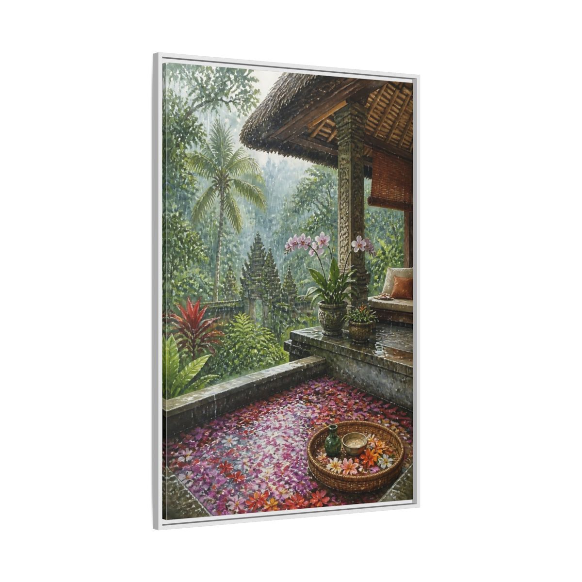 Side Mockup 7. Orchid Rain Terrace shown as framed canvas print