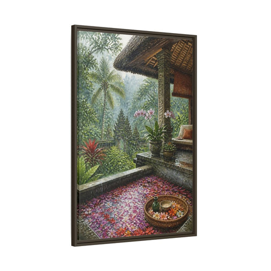 Main Mockup. Orchid Rain Terrace shown as framed canvas print
