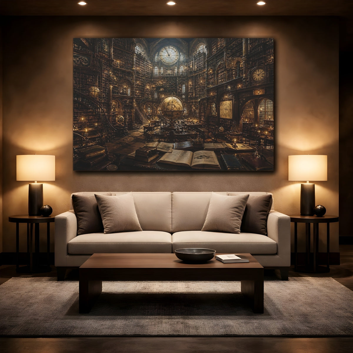 Mockup 2. Ornate Globe Library shown as canvas print