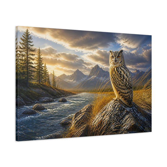 Main Mockup. Owl River Landscape shown as canvas print