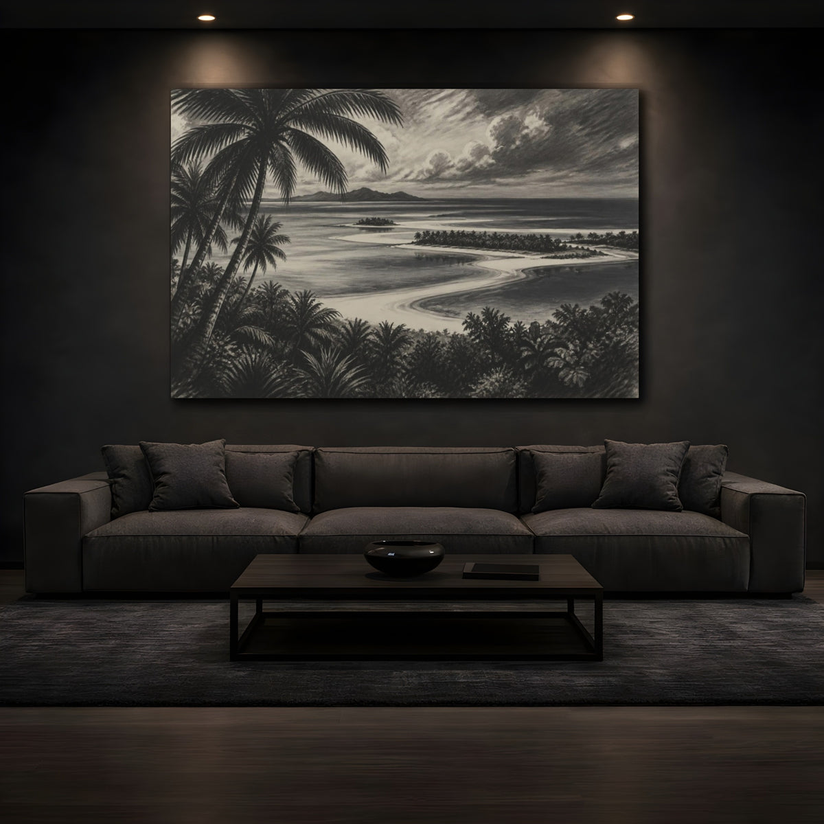 Mockup 3. Palm Atoll Landscape shown as canvas print