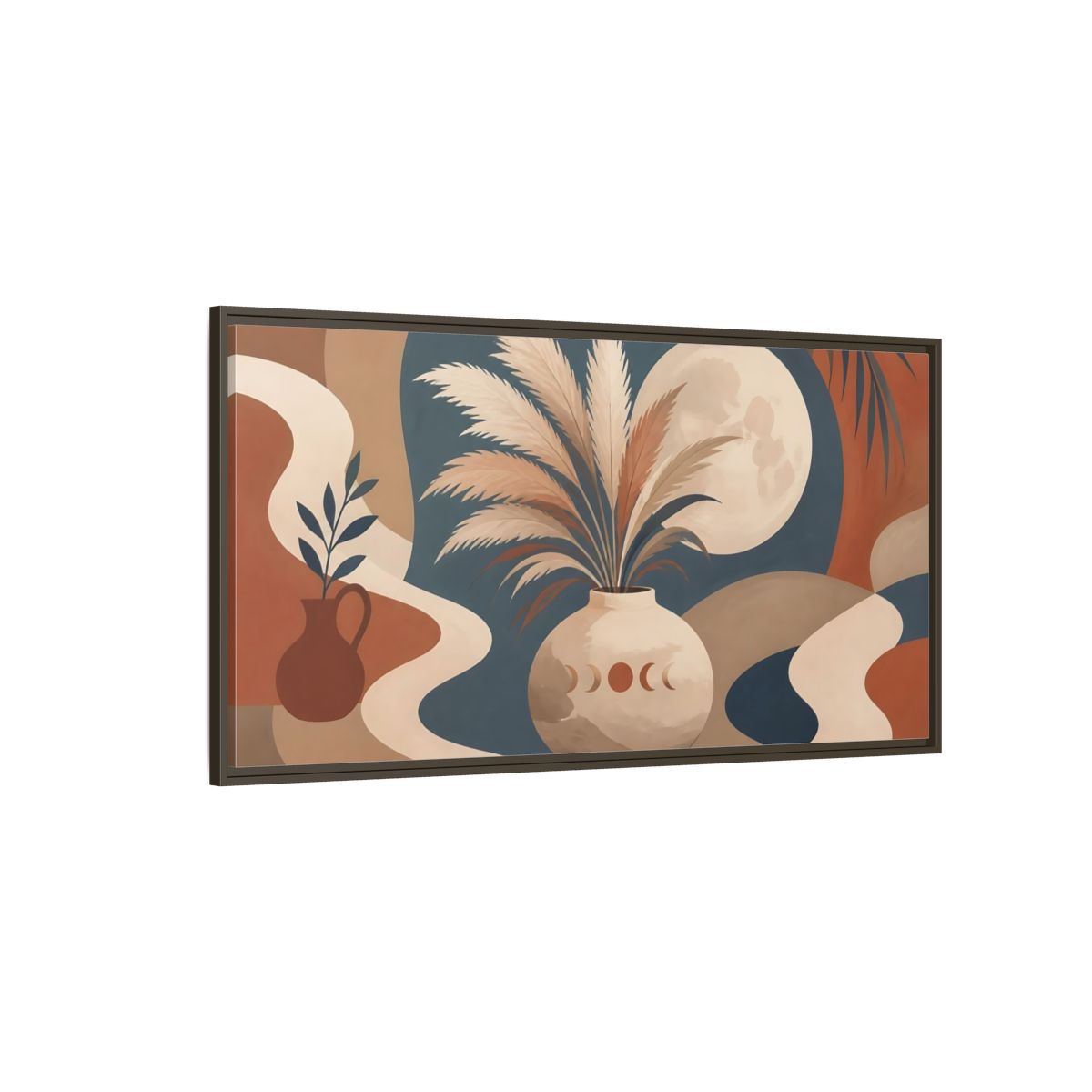 Side Mockup 4. Pampas Grass Moon Vase shown as framed canvas print