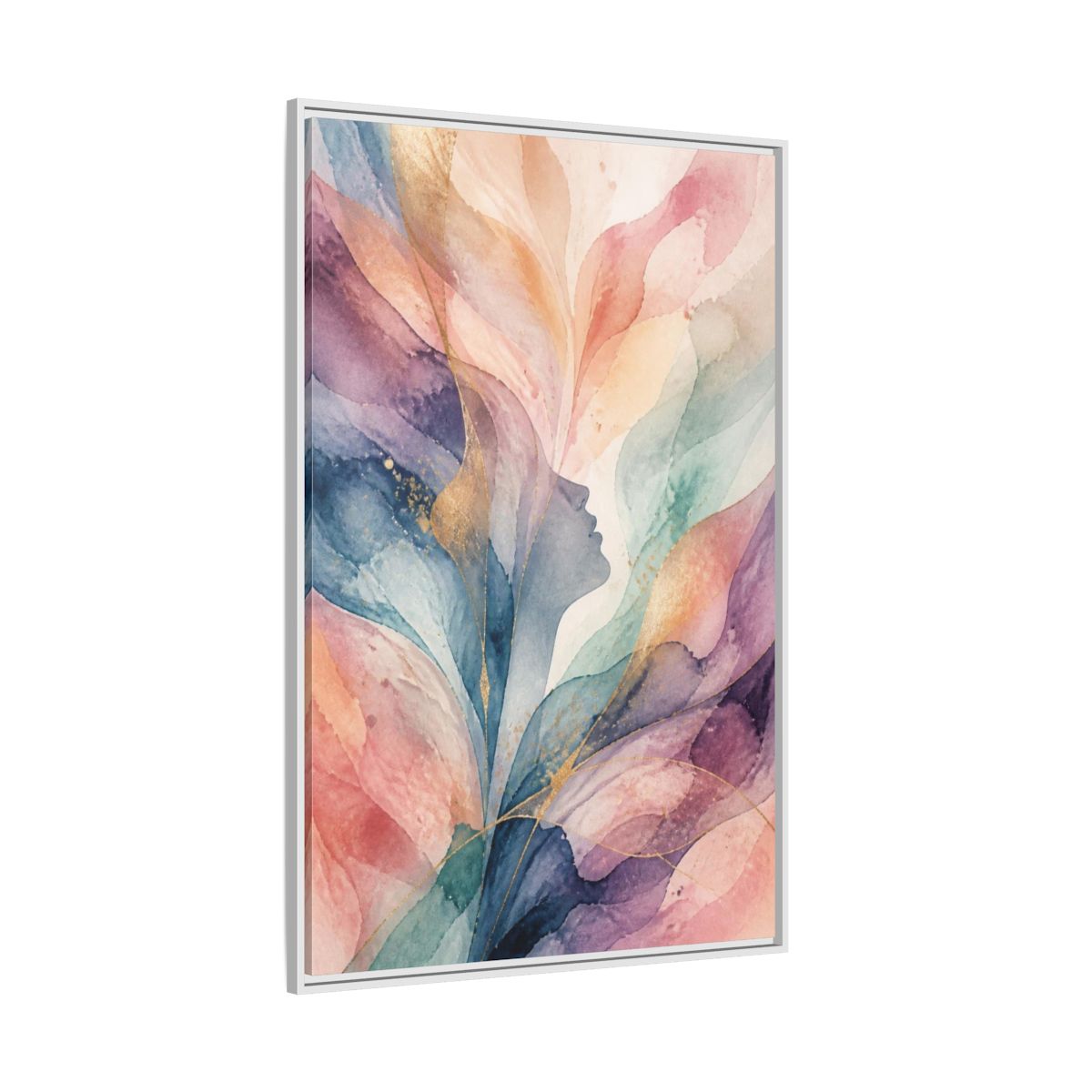 Side Mockup 7. Pastel Abstract Silhouette shown as framed canvas print