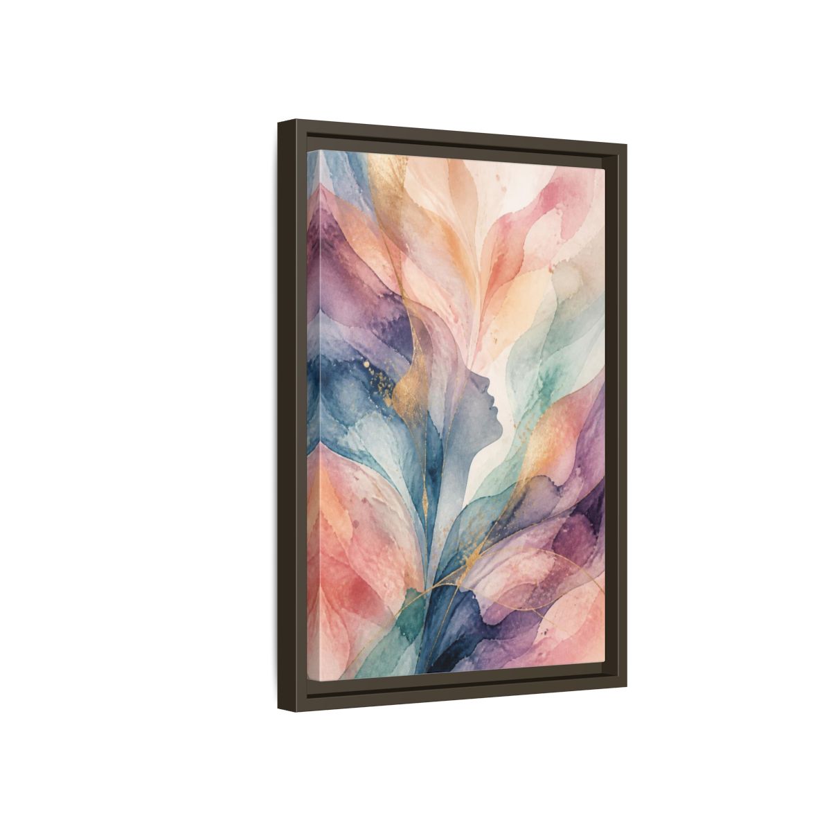 Side Mockup 5. Pastel Abstract Silhouette shown as framed canvas print