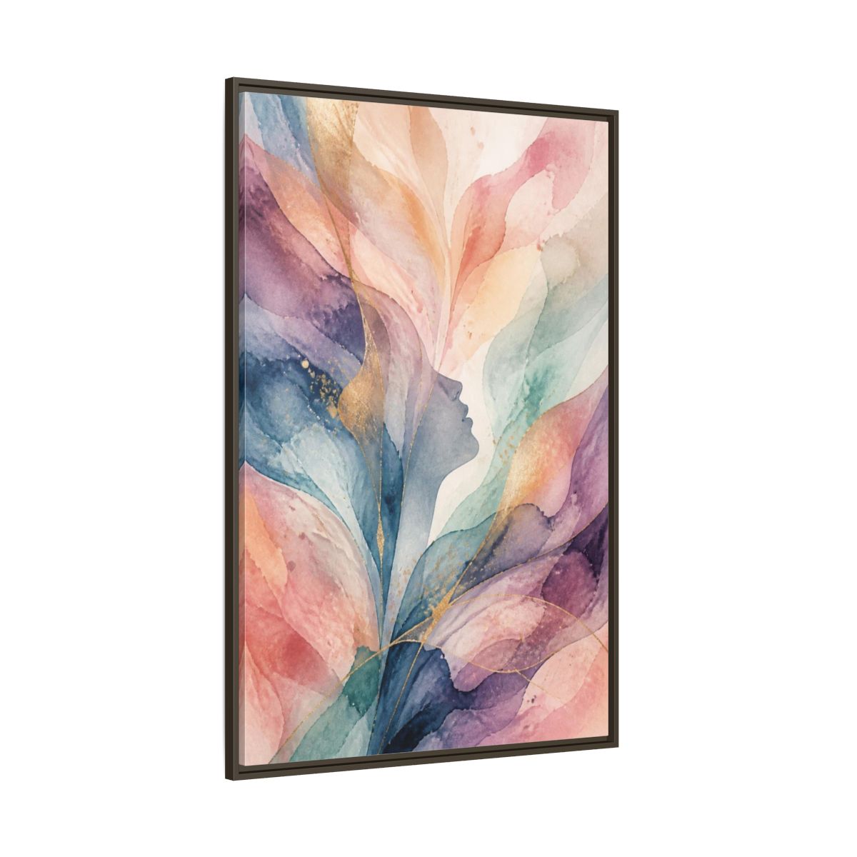 Side Mockup 8. Pastel Abstract Silhouette shown as framed canvas print