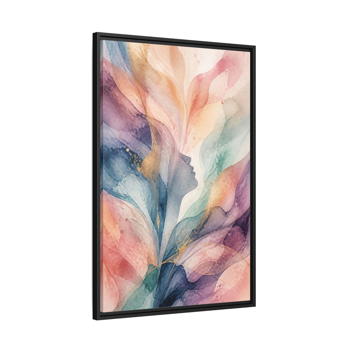 Side Mockup 13. Pastel Abstract Silhouette shown as framed canvas print