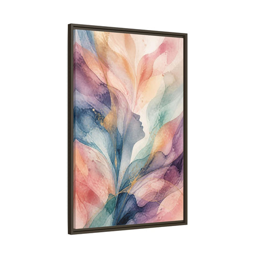 Main Mockup. Pastel Abstract Silhouette shown as framed canvas print