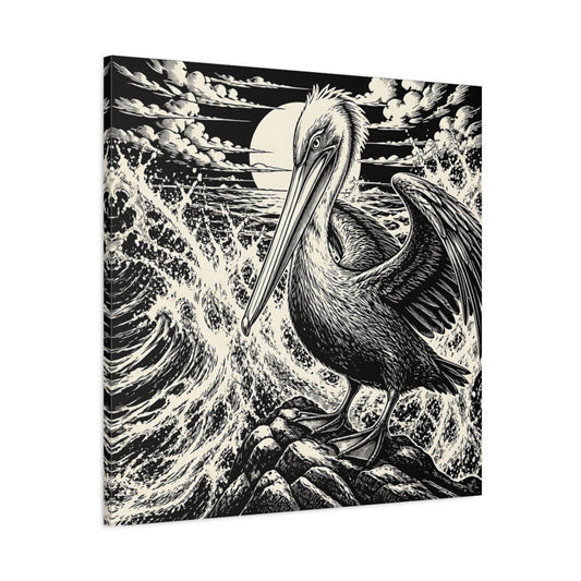Main Mockup. Pelican Animal Illustration shown as canvas print
