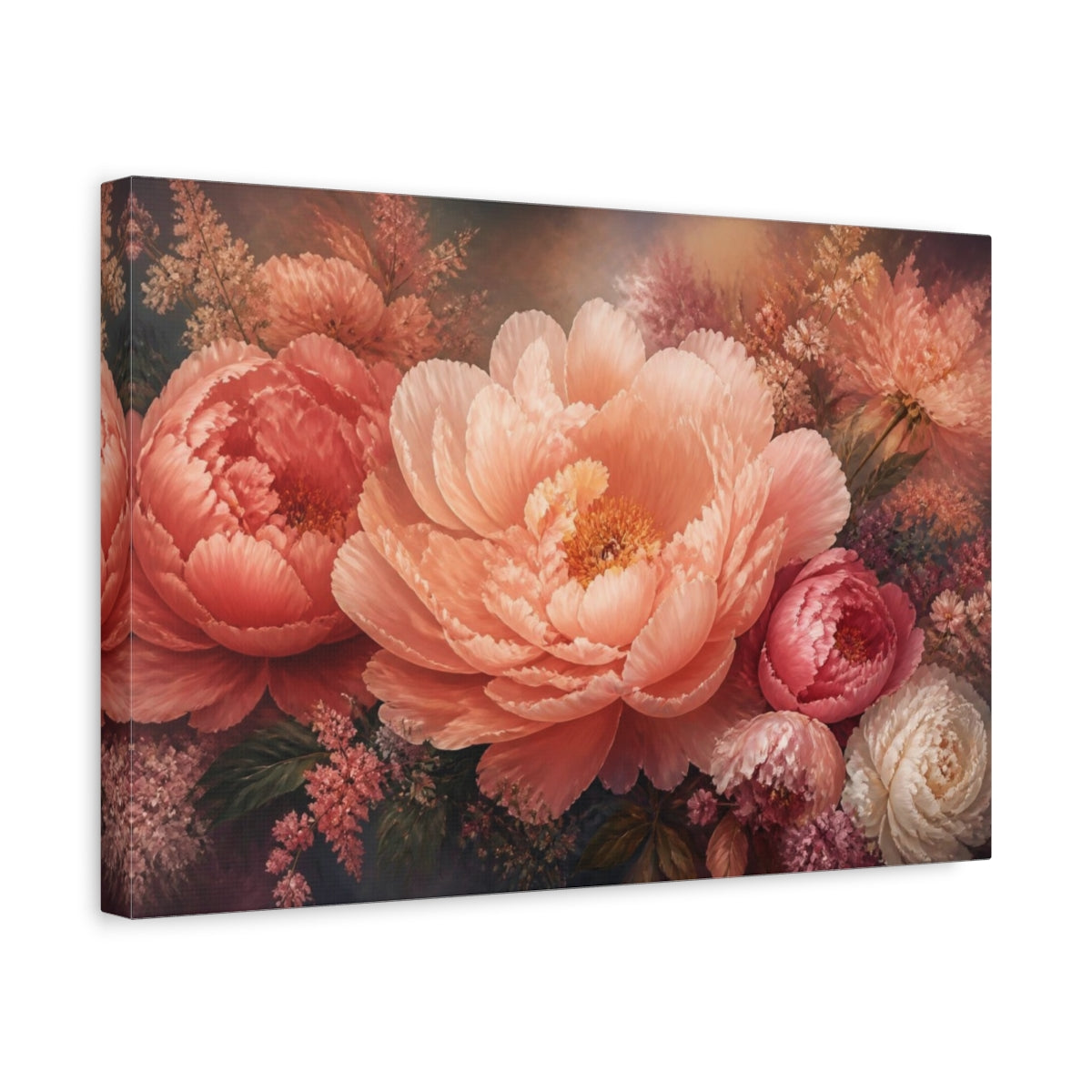 Side Mockup 4. Peony Floral Elegance shown as canvas print