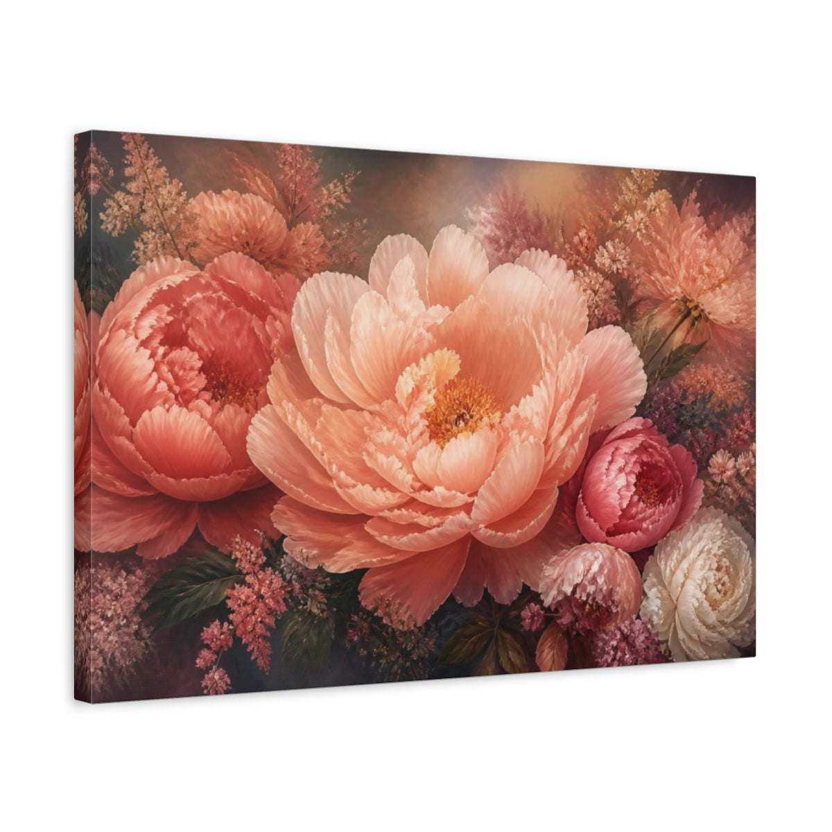 Side Mockup 3. Peony Floral Elegance shown as canvas print