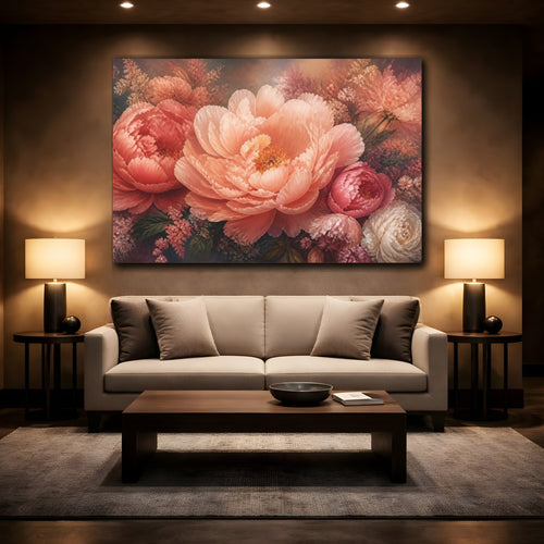 Mockup 2. Peony Floral Elegance shown as canvas print