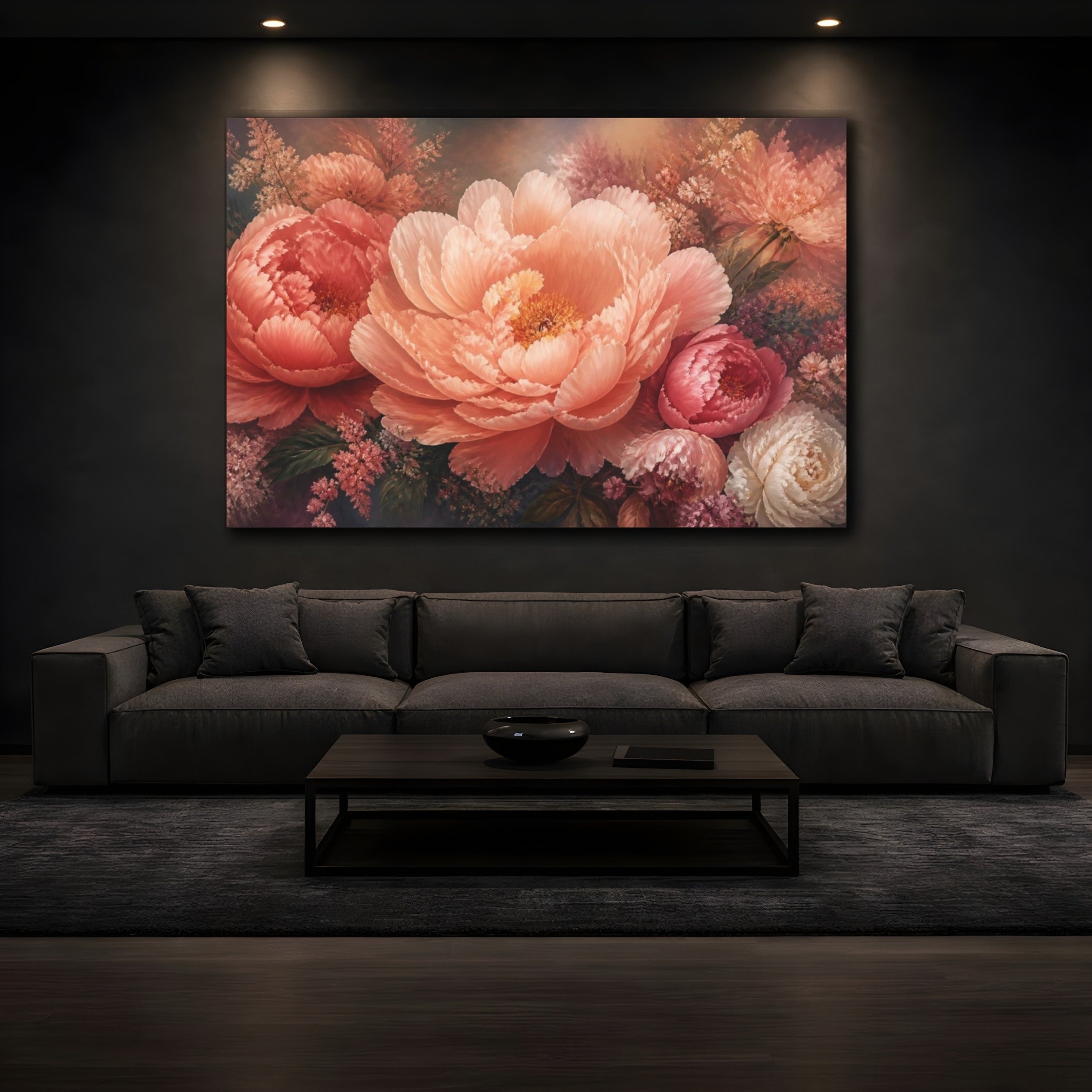 Mockup 3. Peony Floral Elegance shown as canvas print