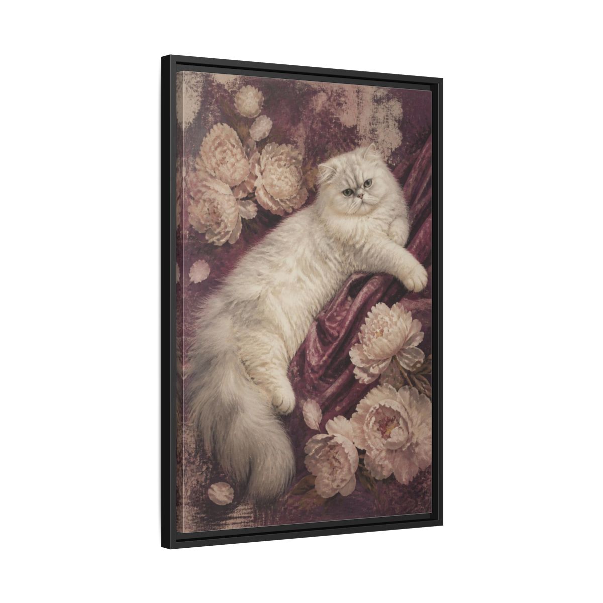 Side Mockup 14. Persian Cat Pets Portrait shown as framed canvas print