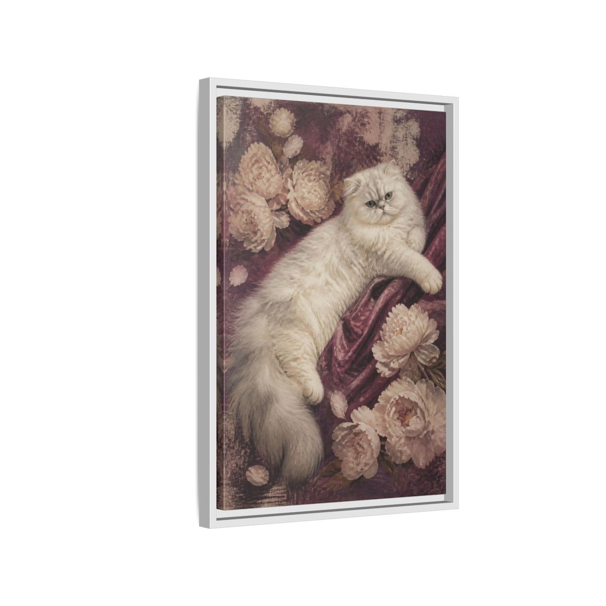 Side Mockup 1. Persian Cat Pets Portrait shown as framed canvas print