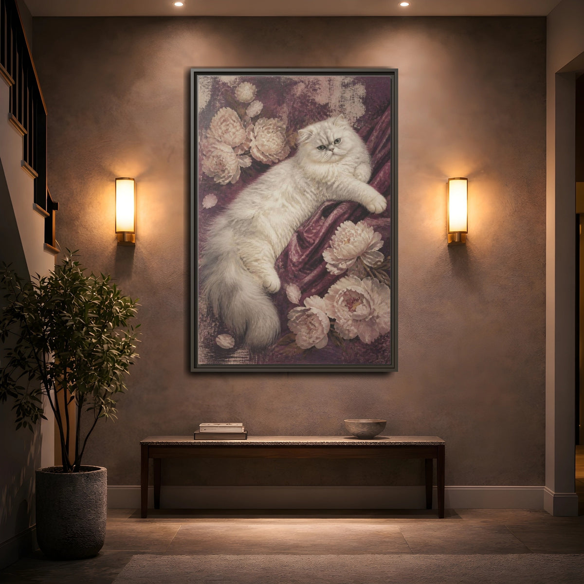 Mockup 2. Persian Cat Pets Portrait shown as framed canvas print