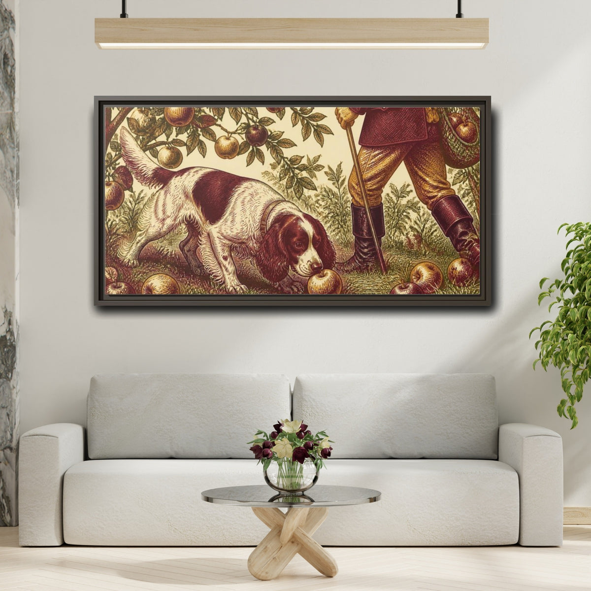 Mockup 2. Pets Cocker Spaniel With Apple shown as framed canvas print