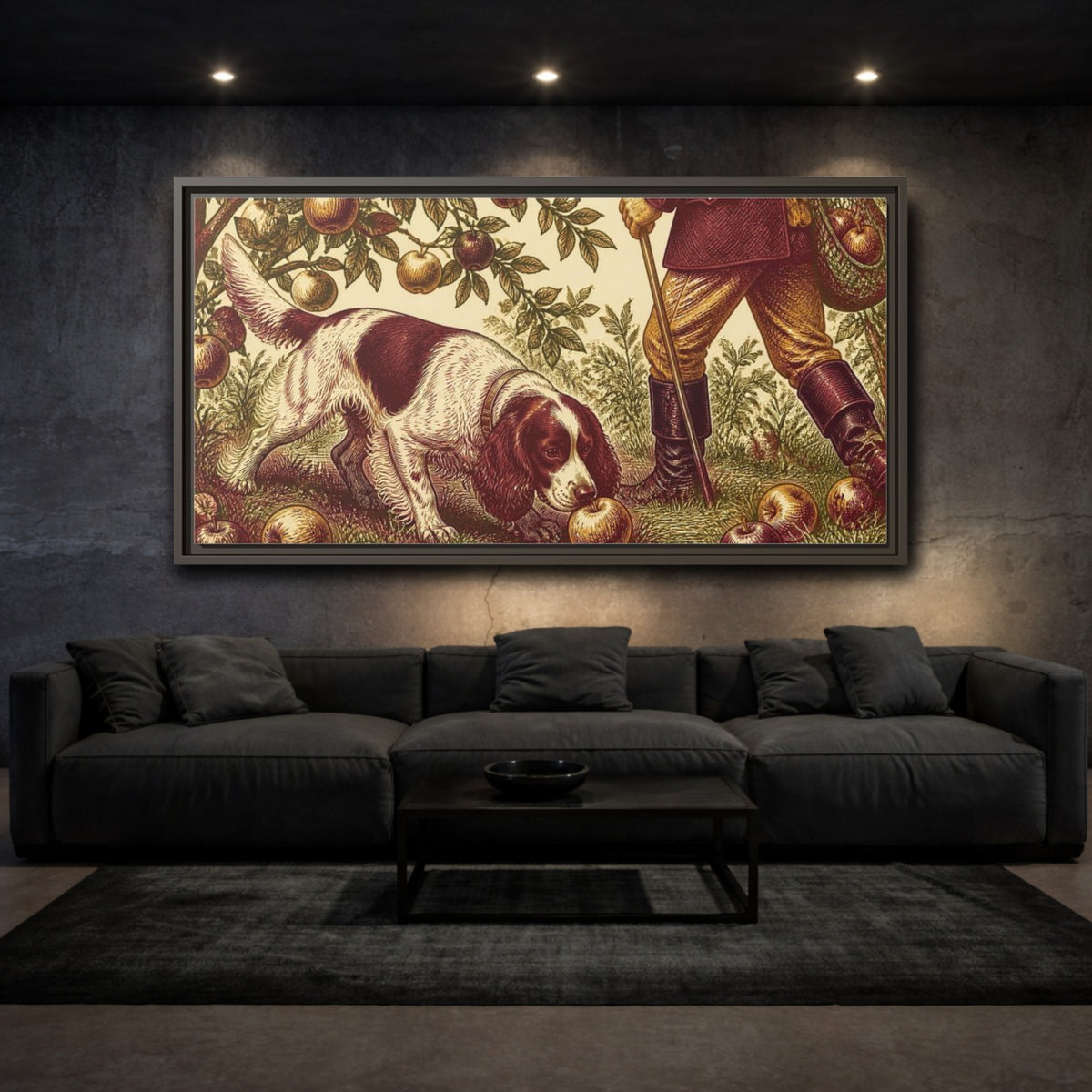 Mockup 3. Pets Cocker Spaniel With Apple shown as framed canvas print