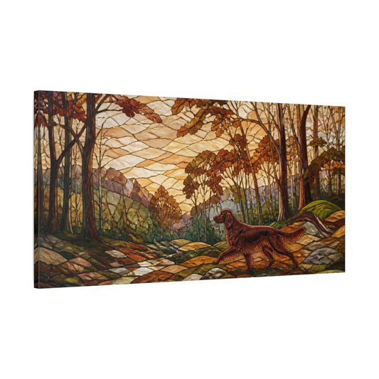 Main Mockup. Pets: Irish Setter In Autumn shown as canvas print