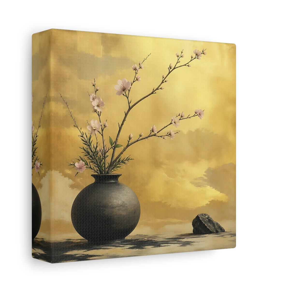 Side Mockup 2. Pink Blossom Vase shown as canvas print
