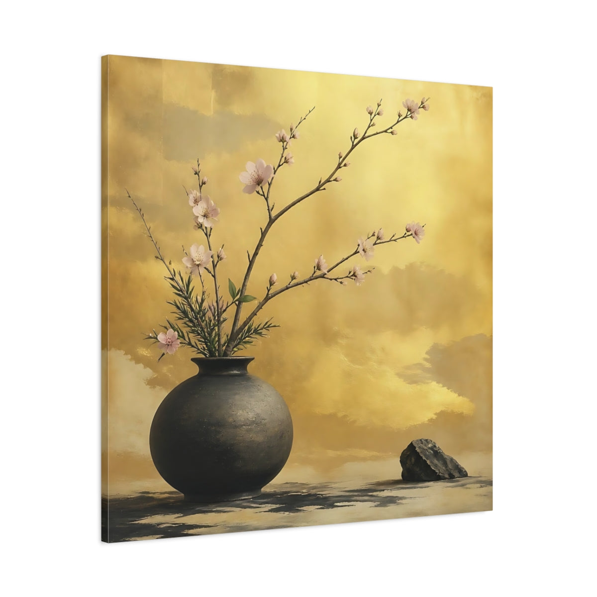 Side Mockup 1. Pink Blossom Vase shown as canvas print