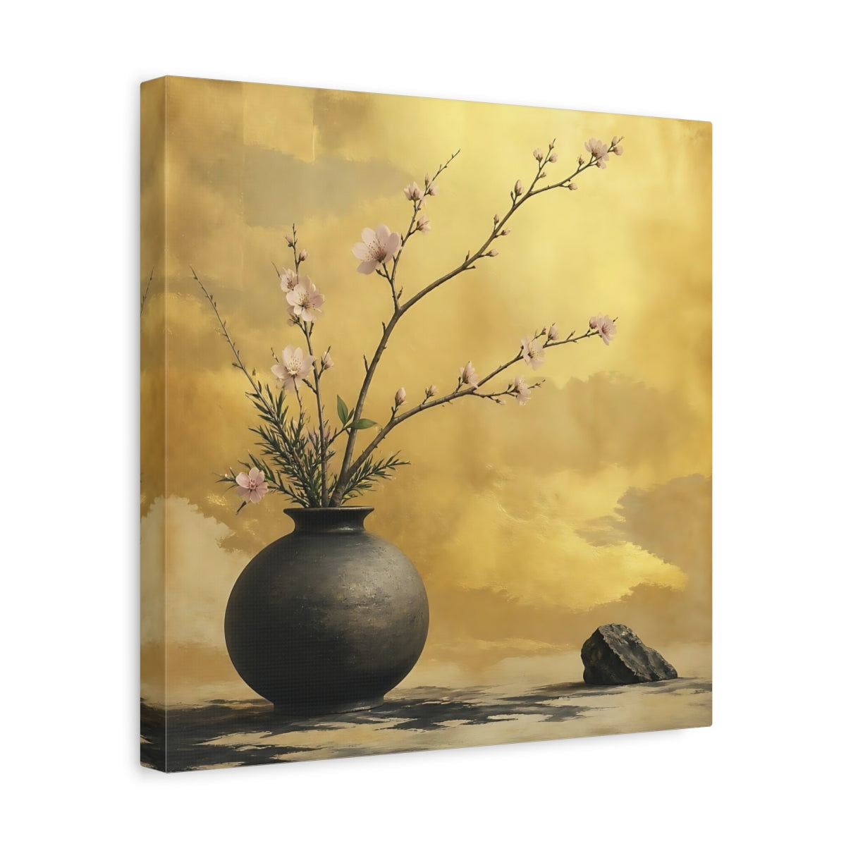 Side Mockup 7. Pink Blossom Vase shown as canvas print