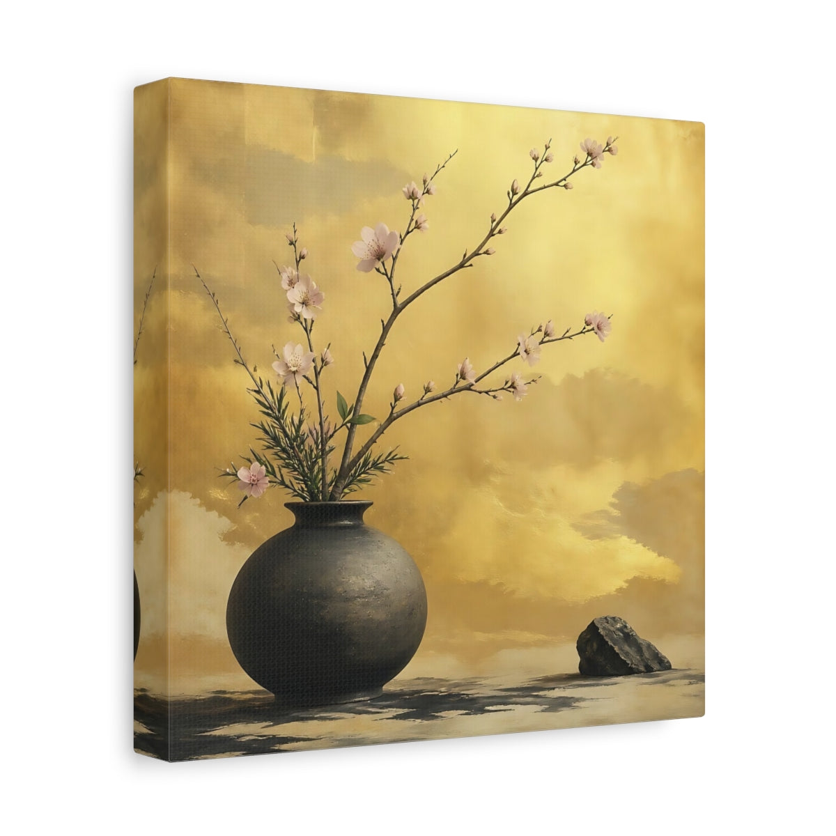 Side Mockup 9. Pink Blossom Vase shown as canvas print