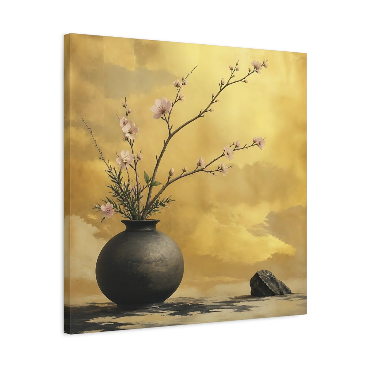 Side Mockup 4. Pink Blossom Vase shown as canvas print