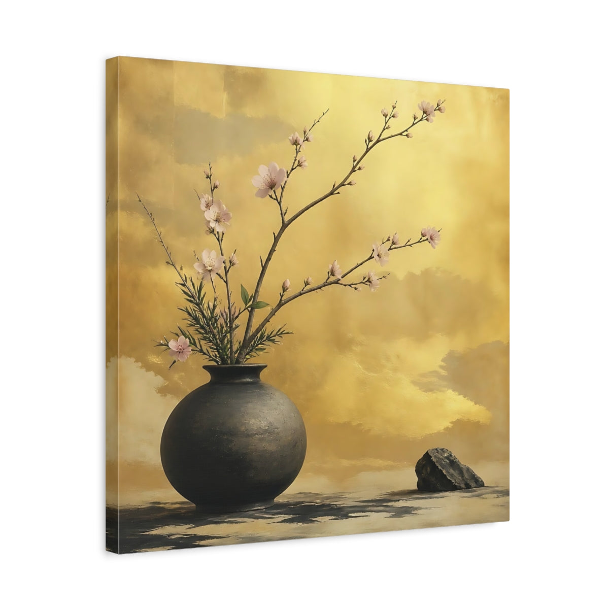Side Mockup 5. Pink Blossom Vase shown as canvas print