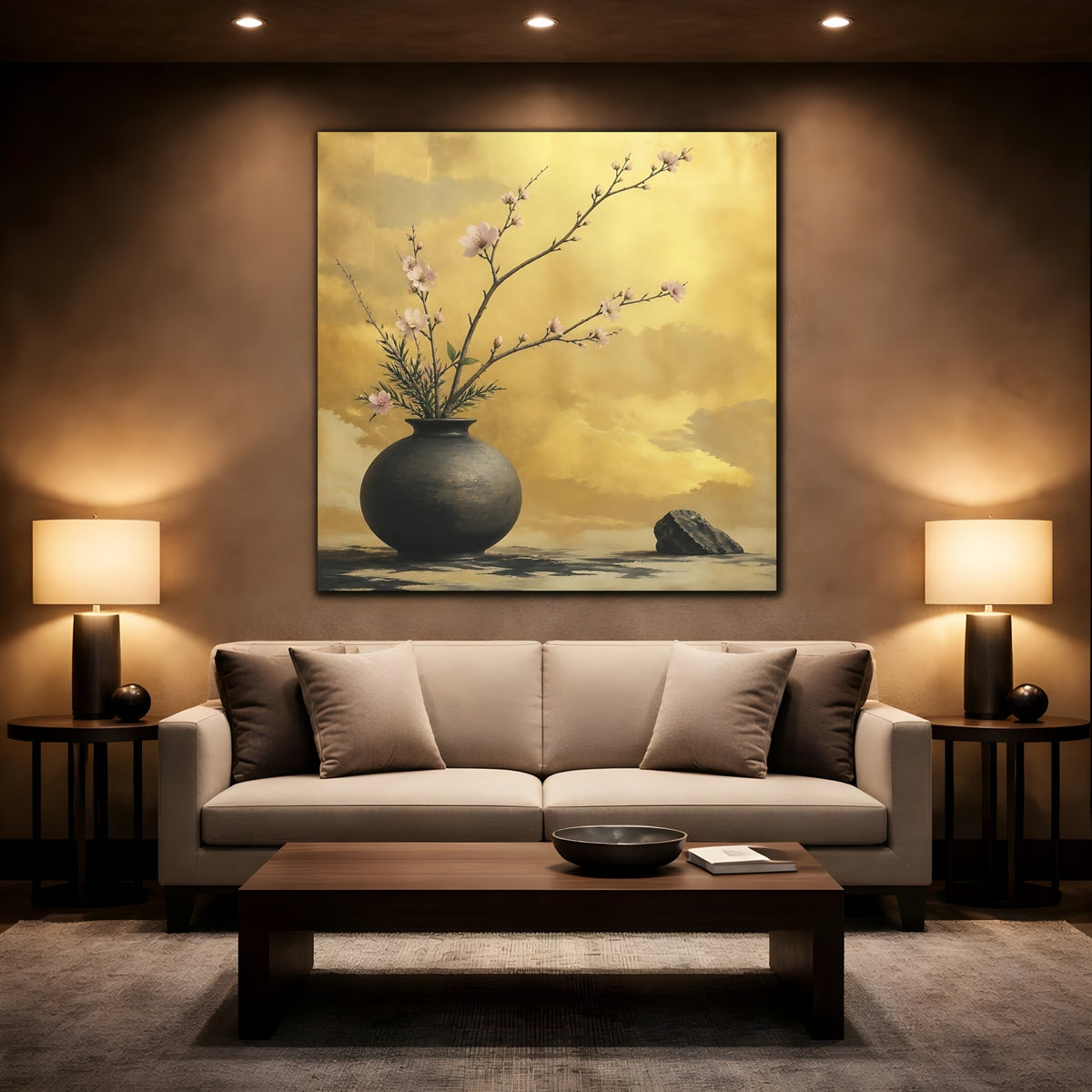 Mockup 2. Pink Blossom Vase shown as canvas print