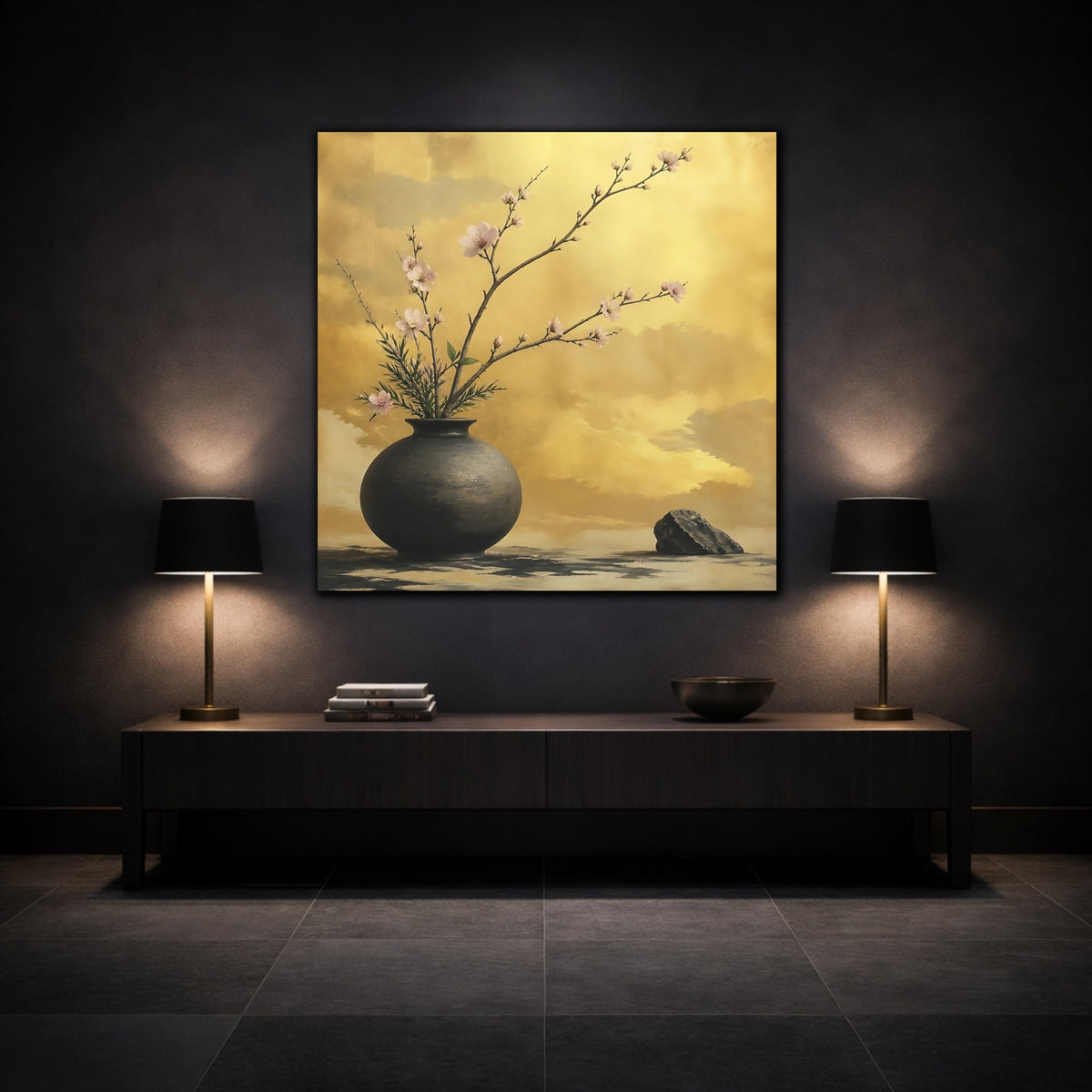 Mockup 3. Pink Blossom Vase shown as canvas print