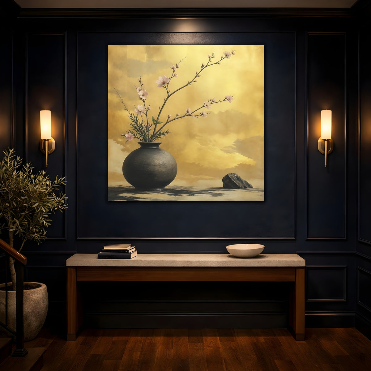 Mockup 4. Pink Blossom Vase shown as canvas print
