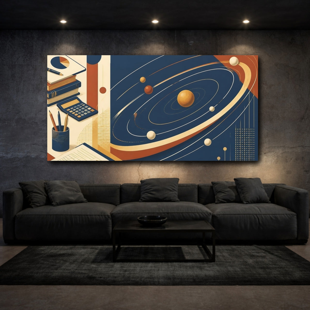 Mockup 3. Planets Over Study Desk shown as canvas print