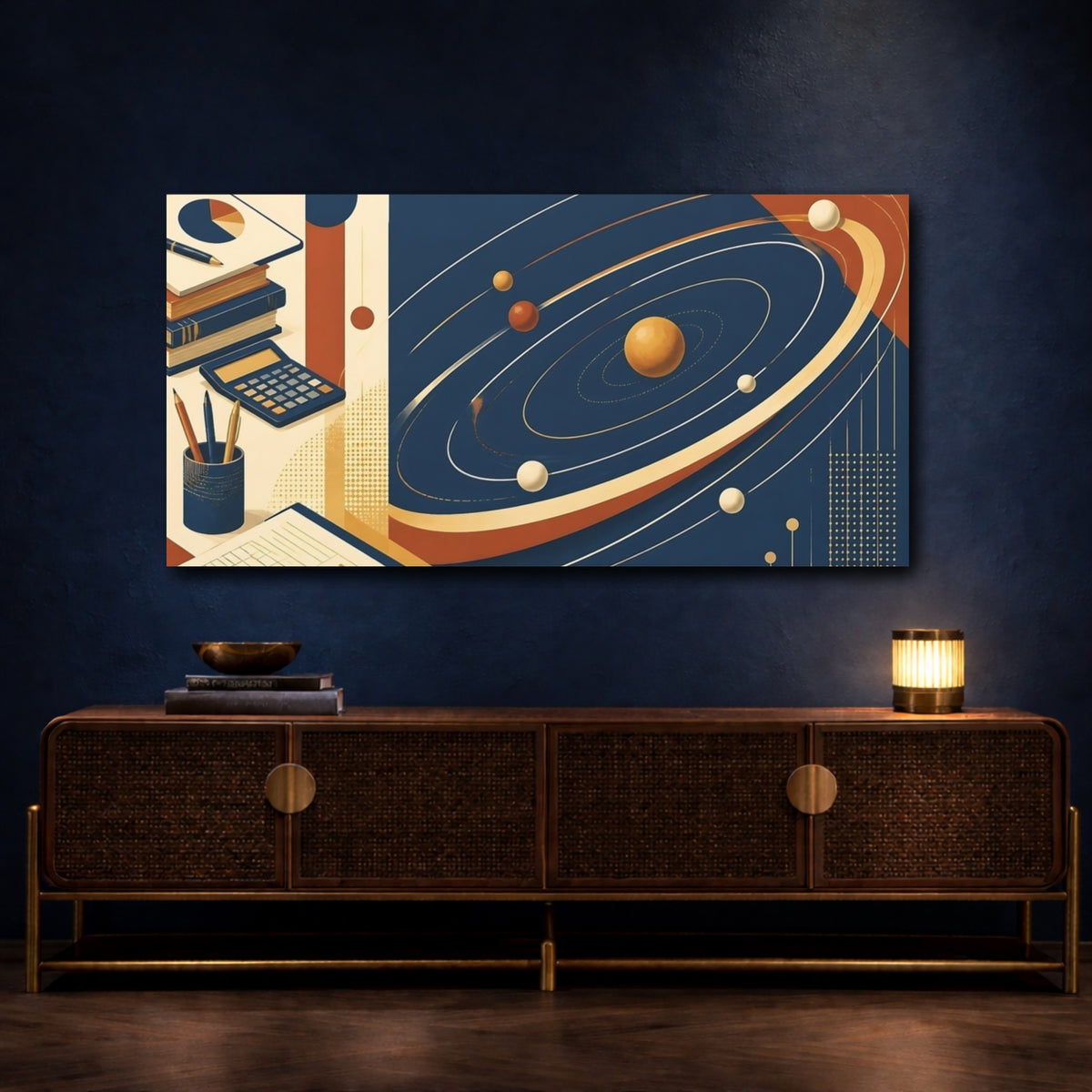 Mockup 4. Planets Over Study Desk shown as canvas print