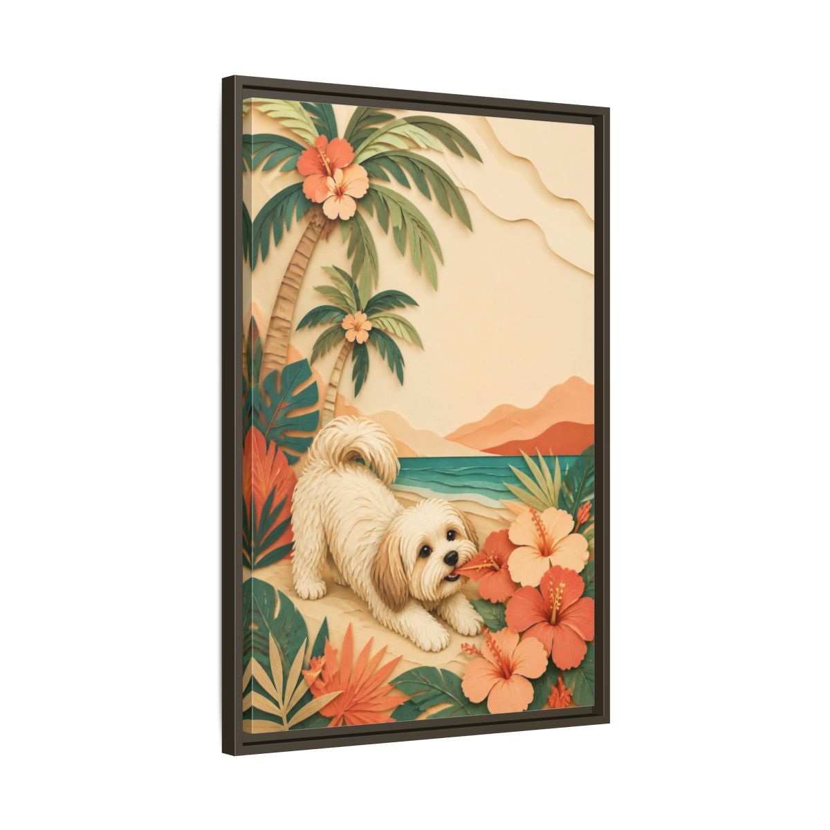 Side Mockup 11. Playful Havanese Pet shown as framed canvas print