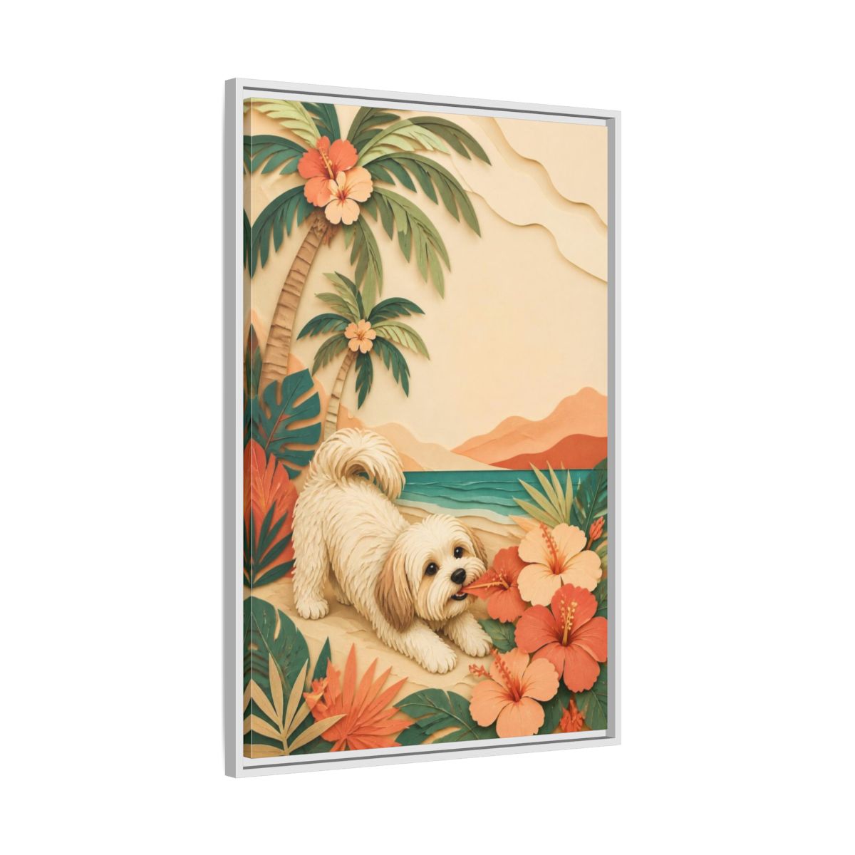 Side Mockup 9. Playful Havanese Pet shown as framed canvas print