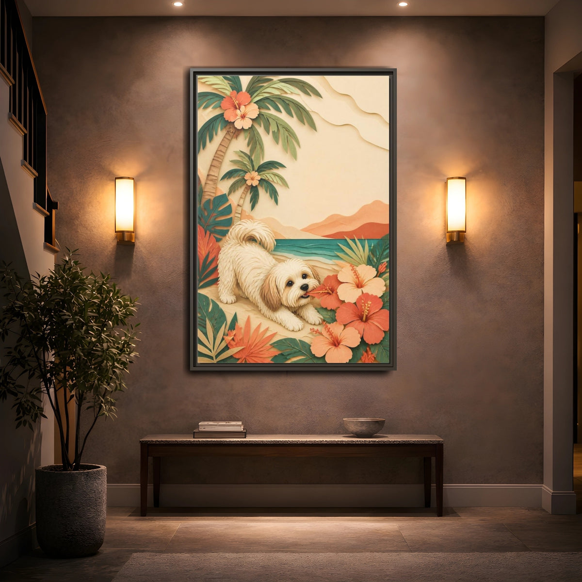 Mockup 2. Playful Havanese Pet shown as framed canvas print