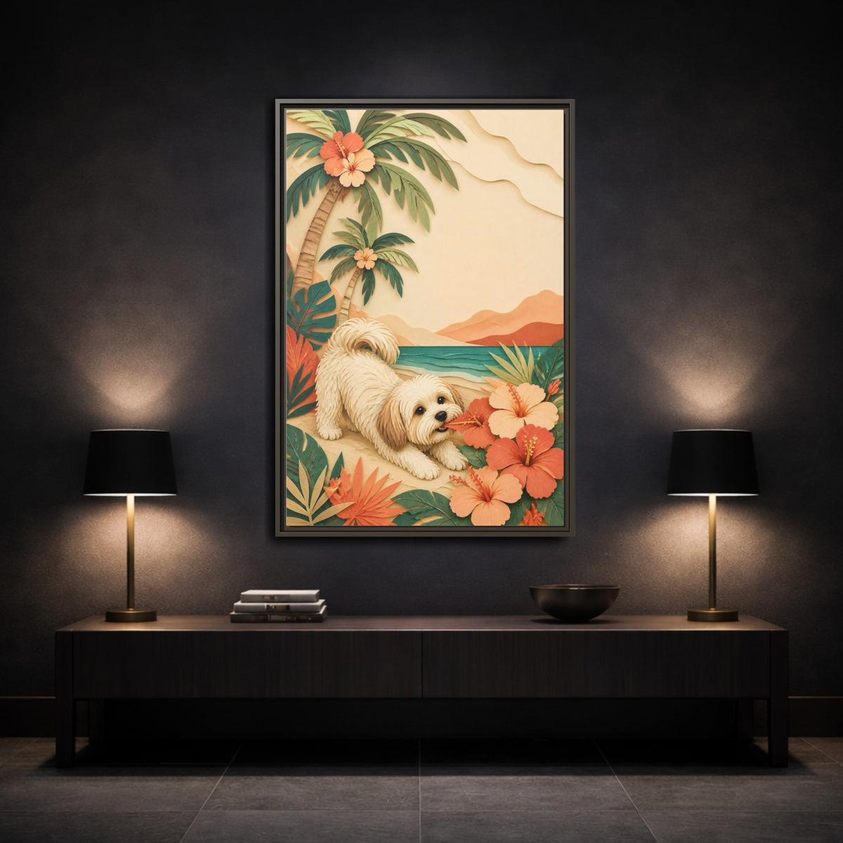 Mockup 3. Playful Havanese Pet shown as framed canvas print