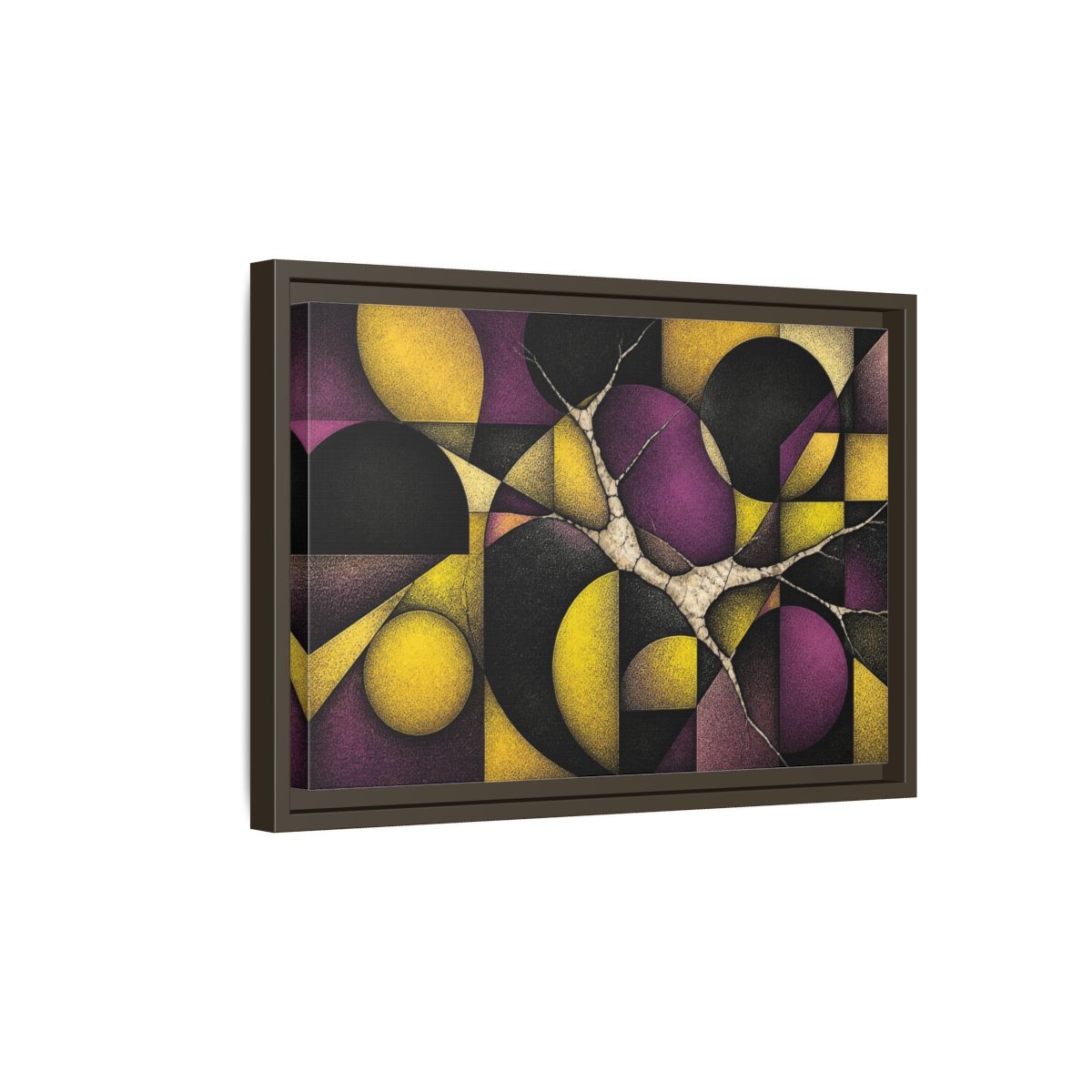 Side Mockup 5. Plum & Citron Circles shown as framed canvas print