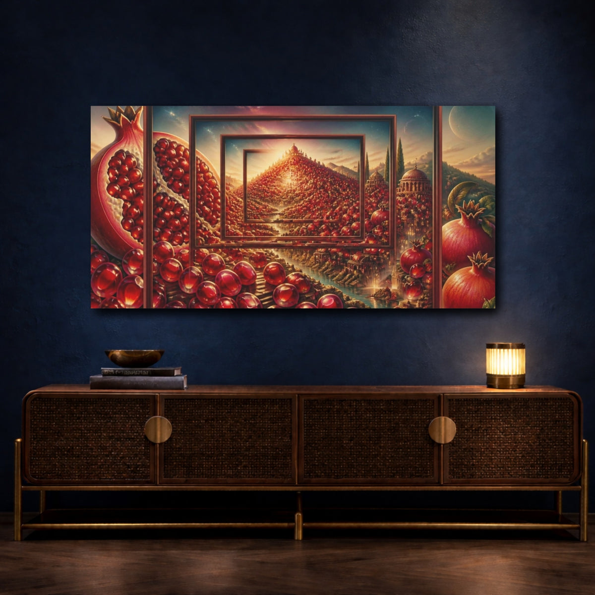 Mockup 4. Pomegranate Hill Illusion shown as canvas print
