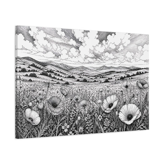 Main Mockup. Poppy Field Landscape shown as canvas print